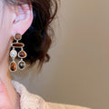 Vintage Maillard Artificial Crystal Teardrop Tassel Stud Earrings With Silver Pin view 3