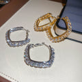 Gold Plated Copper Zircon Square Hoop Earrings Minimalist Light Luxury Daily Wear Jewelry view 1