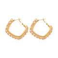 Gold Plated Copper Zircon Square Hoop Earrings Minimalist Light Luxury Daily Wear Jewelry view 5