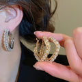 Gold Plated Copper Zircon Square Hoop Earrings Minimalist Light Luxury Daily Wear Jewelry view 2