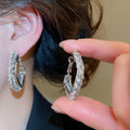 Gold Plated Copper Zircon Square Hoop Earrings Minimalist Light Luxury Daily Wear Jewelry view 4