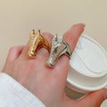 Alloy Rhinestone Smooth Horse Open Ring For Women, European Statement Index Finger Jewelry view 3