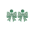 Saint Patrick's Day Women's Shamrock Print Bowknot Green Glitter Acrylic Drop Dangle Earrings view 5