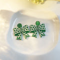 Saint Patrick's Day Women's Shamrock Print Bowknot Green Glitter Acrylic Drop Dangle Earrings view 1