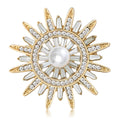 Alloy Rhinestone Pearl Sun Brooch Pin For Women's Suit Accessories view 2