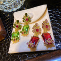 Copper Zircon Flower Square Stud Earrings For Women, Vintage Elegant Luxury Niche Style view 3