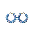 Trendy Resin Cat Eye Bead Geometric Hoop Earrings With Silver Needle, Elegant OL Circle Drop Earrings view 5