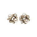 Vintage Floral Faux Pearl Stud Earrings With Rhinestone Accents For Women view 5