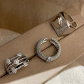 Trendy Niche Copper Ring With Zircon Round Hollow Open Design For Index Finger Fashion Jewelry view 2