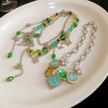 Old Money Style Artificial Crystal Enamel Butterfly Tassel Choker Necklace view 4