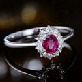 Silver Tone Pink Crystal Floral Halo Ring Fashion Jewelry view 2