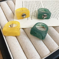 Modern Minimalist Resin Square Rhinestone Cross Ring For Women Geometric Index Finger Jewelry view 3