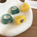 Modern Minimalist Resin Square Rhinestone Cross Ring For Women Geometric Index Finger Jewelry view 1