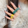 Modern Minimalist Resin Square Rhinestone Cross Ring For Women Geometric Index Finger Jewelry view 4