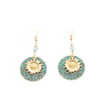 Vintage Bohemian Alloy Enamel Round Disc Sunflower Crystal Bead Statement Dangle Drop Earrings view 5