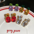 Light Luxury Alloy Rhinestone Geometric Round Square Stud Earrings For Women view 3