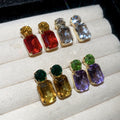 Light Luxury Alloy Rhinestone Geometric Round Square Stud Earrings For Women view 1