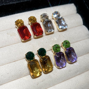 Light Luxury Alloy Rhinestone Geometric Round Square Stud Earrings For Women
