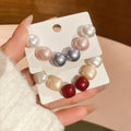 Faux Pearl Geometric Round Square Stud Earrings Jewelry Set, French Retro Modern Light Luxury view 1