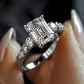 Classic Square Inlaid Ring For Women Wedding Accessory With Round Geometric Arrangement view 2