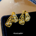 Vintage Alloy Rhinestone Teardrop Hollow Tassel Drop Earrings For Women view 4