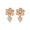 Copper Silver Needle Zircon Resin Flower Drop Earrings With Floral Pendant OL Fashion Jewelry view 5