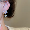 Copper Silver Needle Zircon Resin Flower Drop Earrings With Floral Pendant OL Fashion Jewelry view 3