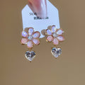 Copper Silver Needle Zircon Resin Flower Drop Earrings With Floral Pendant OL Fashion Jewelry view 2