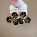 French Vintage Alloy Rhinestone Flower Stud Earrings With Silver Pins, Elegant Court Style view 2