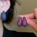 Light Luxury Copper Teardrop Zircon Stud Earrings With Silver Pins For Elegant Fashion Style view 2