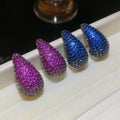 Light Luxury Copper Teardrop Zircon Stud Earrings With Silver Pins For Elegant Fashion Style view 1