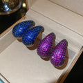 Light Luxury Copper Teardrop Zircon Stud Earrings With Silver Pins For Elegant Fashion Style view 3