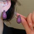 Light Luxury Copper Teardrop Zircon Stud Earrings With Silver Pins For Elegant Fashion Style view 4