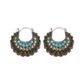 Vintage Ethnic Copper Zircon Round Pendant Drop Earrings For Women Geometric Fashion Jewelry view 5