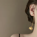 Minimalist Flower Faux Pearl Stud Earrings With Silver Pins, Light Luxury Geometric Round Jewelry view 2