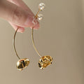 Minimalist Flower Faux Pearl Stud Earrings With Silver Pins, Light Luxury Geometric Round Jewelry view 1
