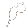 Cubic Zirconia Beaded Flower Teardrop Faux Pearl Necklace Elegant Light Luxury Clavicle Chain view 5