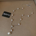 Cubic Zirconia Beaded Flower Teardrop Faux Pearl Necklace Elegant Light Luxury Clavicle Chain view 4