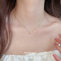 Gold Plated Copper Zircon Enamel English Letter Necklace For Women Light Luxury Clavicle Chain view 4