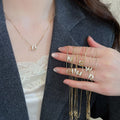 Gold Plated Copper Zircon Enamel English Letter Necklace For Women Light Luxury Clavicle Chain view 2