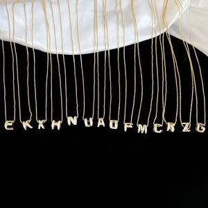 Gold Plated Copper Zircon Enamel English Letter Necklace For Women Light Luxury Clavicle Chain