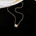 Gold Plated Copper Zircon Enamel English Letter Necklace For Women Light Luxury Clavicle Chain view 3