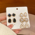 Faux Pearl Teardrop Jewelry Set With Rhinestone Oil Drop Stud Earrings, French Vintage Style view 1