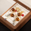 Vintage Gold Alloy Flower Tiger Eye Acrylic Bead Crystal Water Drop Tassel Elegant Women Earrings view 4