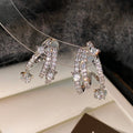 Copper Zircon Star Pendant Drop Earrings With Silver Posts, Minimalist Luxury Women's Jewelry view 3