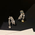Copper Zircon Star Pendant Drop Earrings With Silver Posts, Minimalist Luxury Women's Jewelry view 4