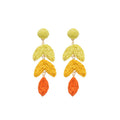 Raffia Leaf Tassel Drop Earrings With Silver Posts, Geometric Beach Vacation Style view 5