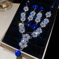Vintage Alloy Rhinestone Round Flower Earrings And Necklace Jewelry Set, Palace Style view 1