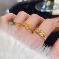 24K Gold Plated Copper Zircon Flower Open Ring New Chinese Vintage Elegant Index Finger Jewelry view 1