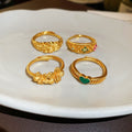 24K Gold Plated Copper Zircon Flower Open Ring New Chinese Vintage Elegant Index Finger Jewelry view 2